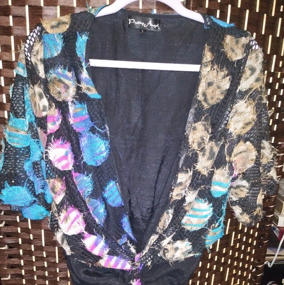 Colorful Boho Bolero Style Top Sz Large - Picture 1 of 8